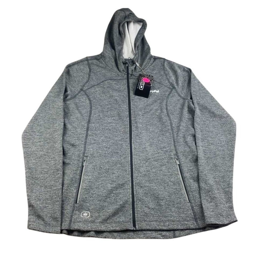 OGIO Endurance Jacket Women L Full Zip Hoodie Grey Fulcrum PayPal‎ Embroidery
